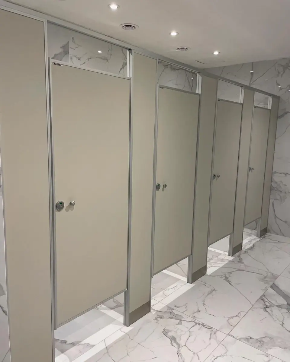 Baños de un salón en San Telmo con tabiques sanitarios gris ceniza (foto 1 de 3)