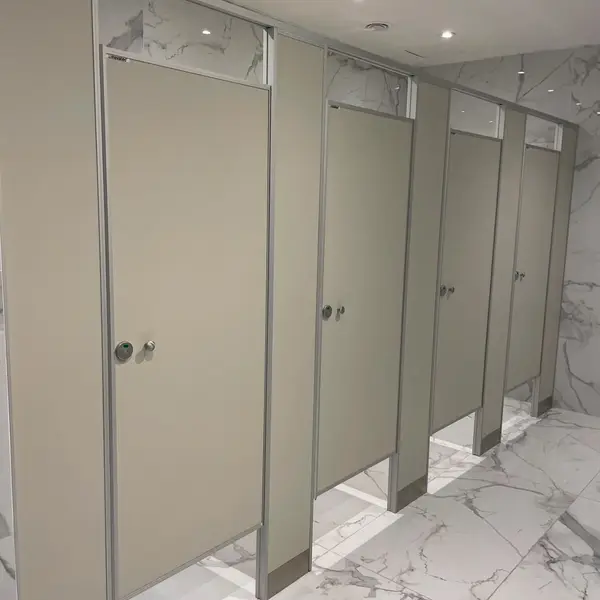 Baños de un salón en San Telmo con tabiques sanitarios gris ceniza