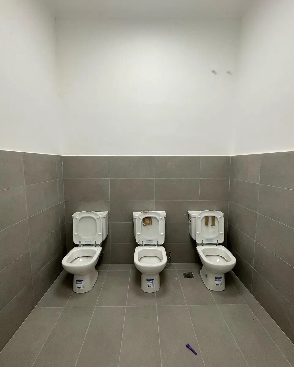 Baños de St. John's School con tabiques sanitarios de placa oscura (foto 7 de 10)