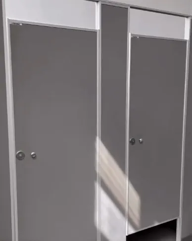 Tabiques sanitarios grises en obra
